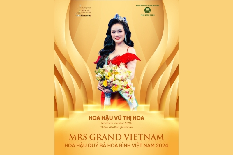 Hoa hậu Vũ Thị Hoa: Từ đỉnh cao Mrs Earth Vietnam đến vị trí giám khảo tại Mrs Grand Vietnam